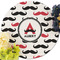 Mustache Print Round Linen Placemats - Front (w flowers)