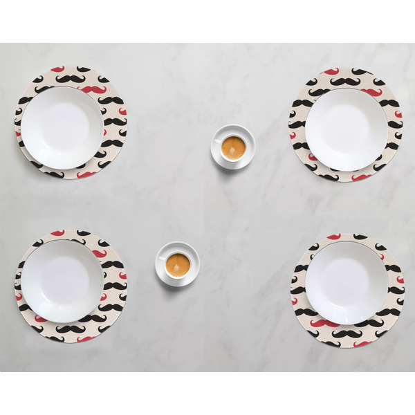 Mustache Print Round Linen Placemats - LIFESTYLE (set of 4)