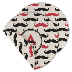 Mustache Print Round Linen Placemat - Double Sided - Set of 4 (Personalized)