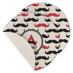 Mustache Print Round Linen Placemat - Single Sided - Set of 4 (Personalized)