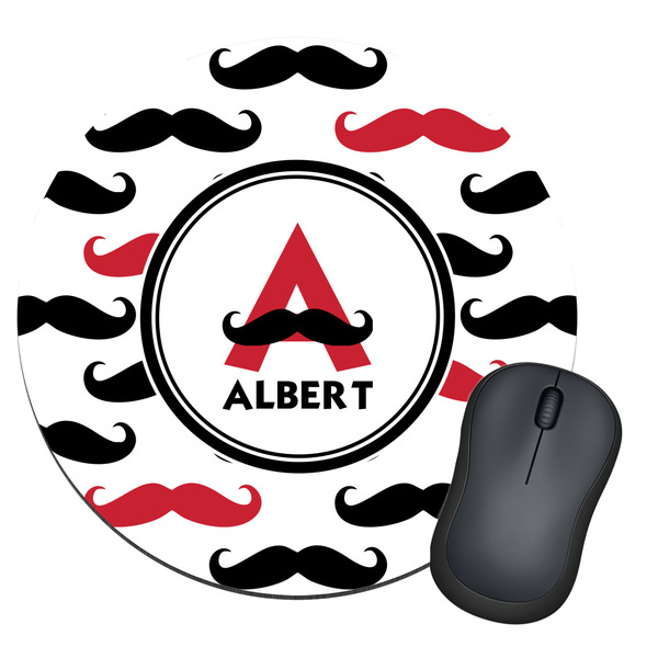 Custom Mustache Print Round Mouse Pad (Personalized)