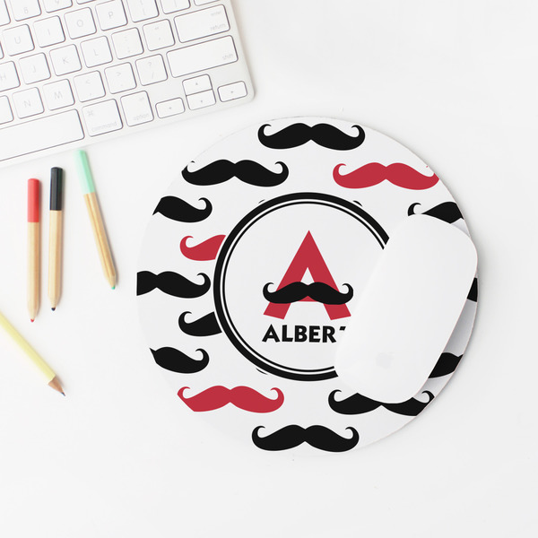 Mustache Print Round Mousepad - LIFESTYLE 2