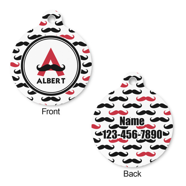 Mustache Print Round Pet ID Tag - Large - Approval
