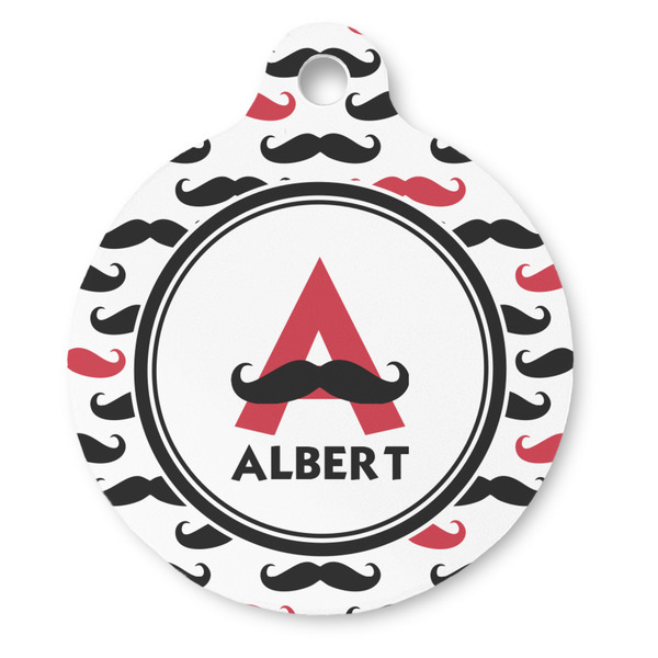 Custom Mustache Print Round Pet ID Tag (Personalized)