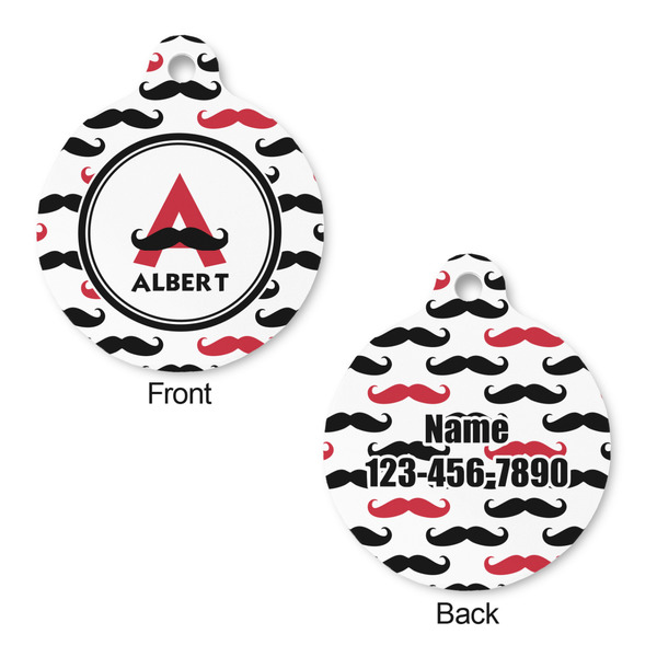 Mustache Print Round Pet Tag - Front & Back