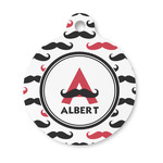 Mustache Print Round Pet ID Tag - Small (Personalized)