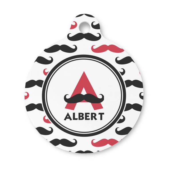 Custom Mustache Print Round Pet ID Tag - Small (Personalized)