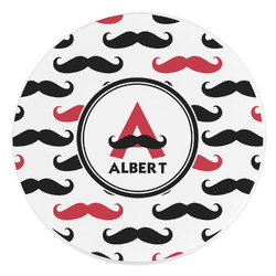 Mustache Print Round Stone Trivet (Personalized)