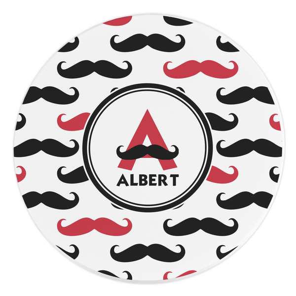 Custom Mustache Print Round Stone Trivet (Personalized)