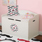 Mustache Print Round Wall Decal on Toy Chest