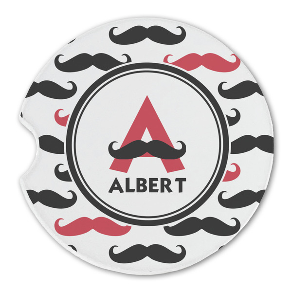 Mustache Print Sandstone Car Coaster - Single