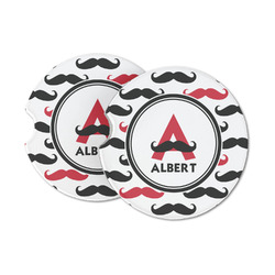 Mustache Print Sandstone Car Coasters - Set of 2 (Personalized)