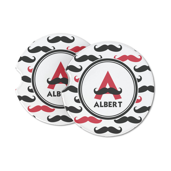 Custom Mustache Print Sandstone Car Coasters (Personalized)