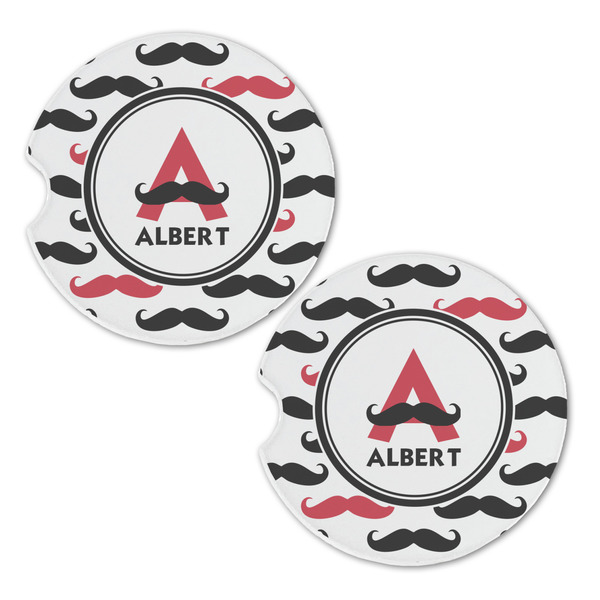 Mustache Print Sandstone Car Coasters - Set of 2