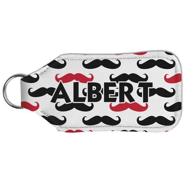 Mustache Print Sanitizer Holder Keychain - Large (Back)