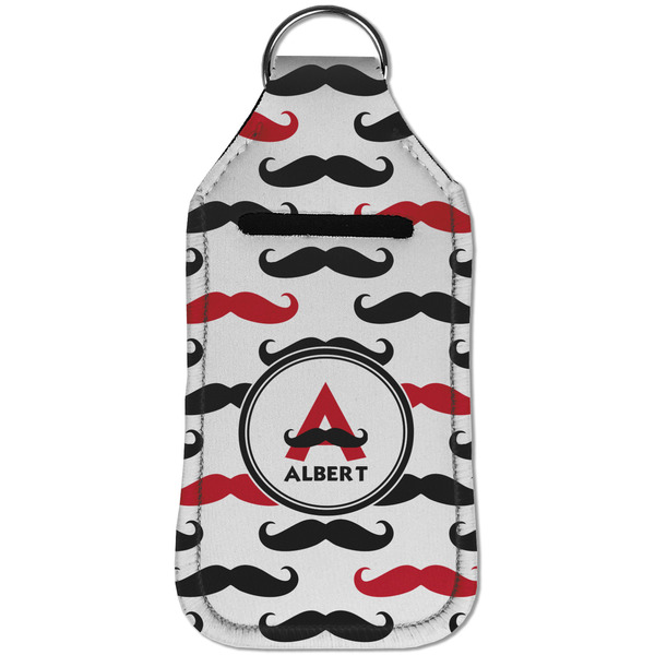 Mustache Print Sanitizer Holder Keychain - Large (Front)