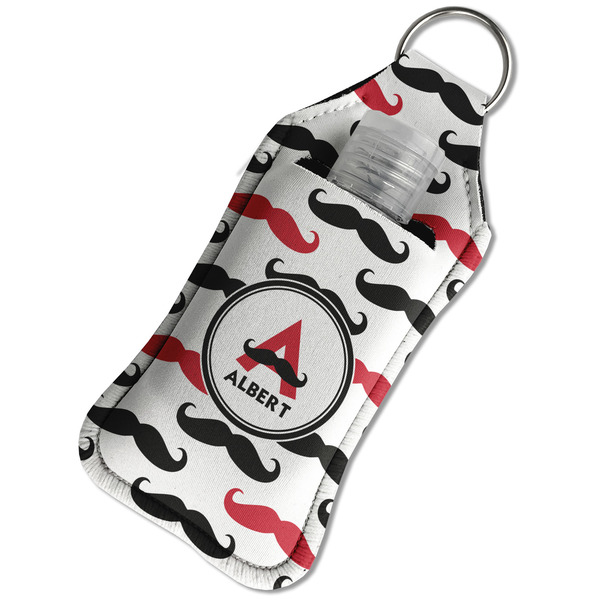 Mustache Print Sanitizer Holder Keychain - Large in Case
