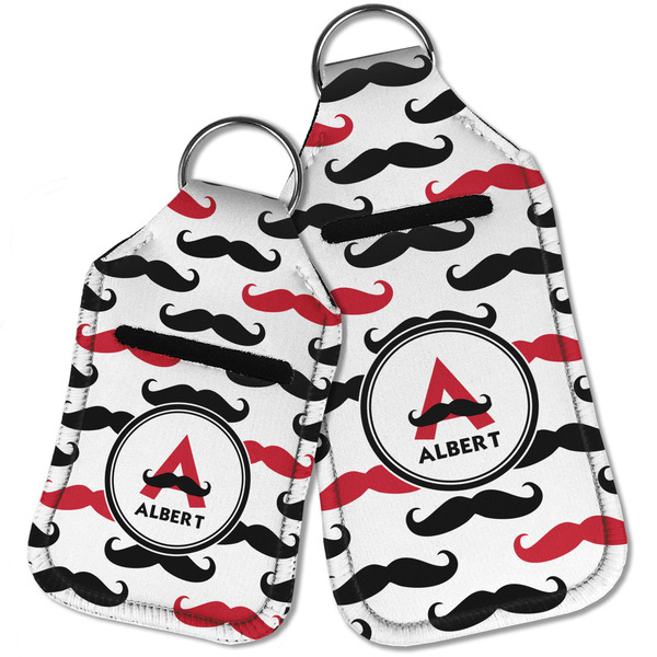 Mustache Print Sanitizer Holder Keychain - Parent Main