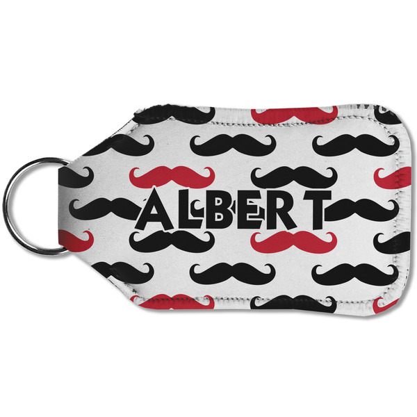 Mustache Print Sanitizer Holder Keychain - Small (Back)