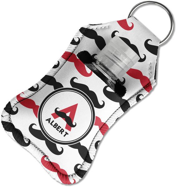 Mustache Print Sanitizer Holder Keychain - Small in Case