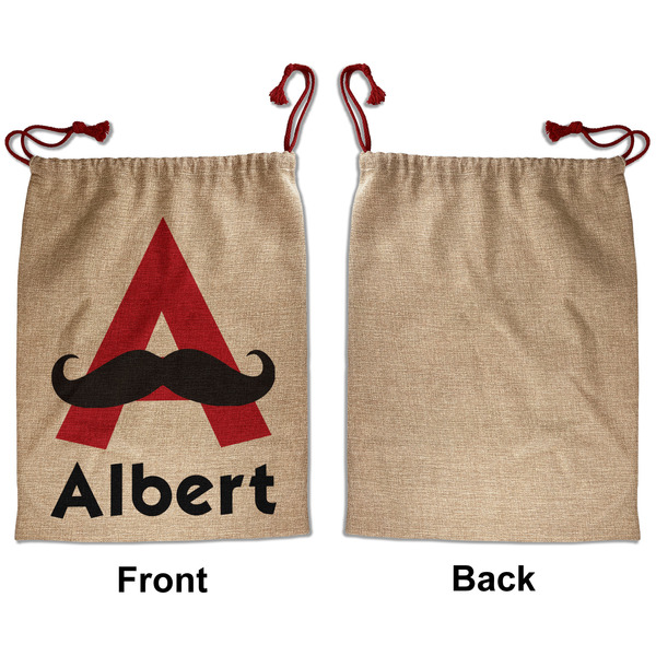 Mustache Print Santa Bag - Approval - Front
