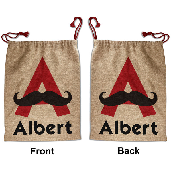 Mustache Print Santa Bag - Front and Back