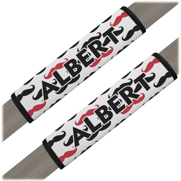 Custom Mustache Print Seat Belt Covers (Set of 2) (Personalized)