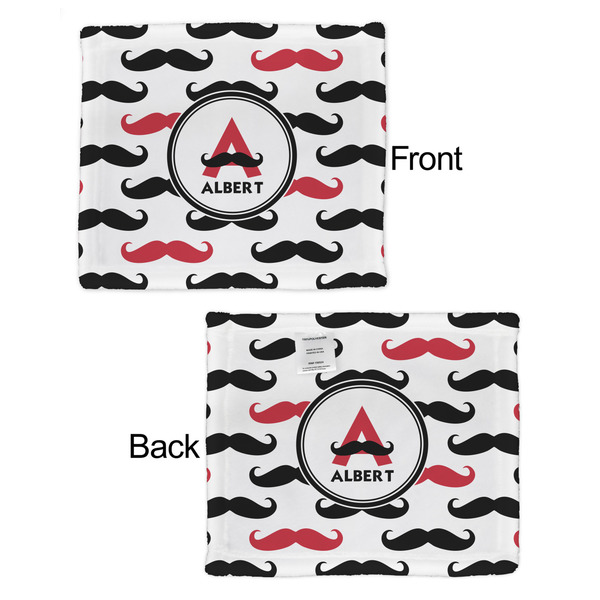 Mustache Print Security Blanket - Front & Back View