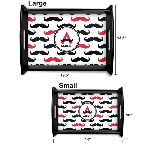 Mustache Print Serving Tray Black Sizes
