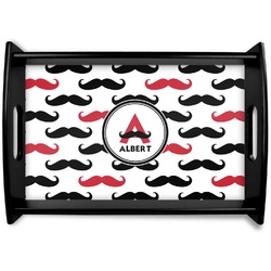 Mustache Print Wooden Tray (Personalized)