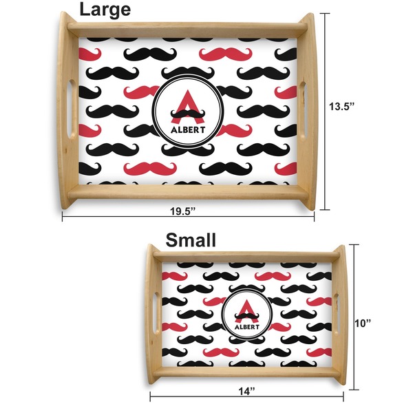 Mustache Print Serving Tray Wood Sizes