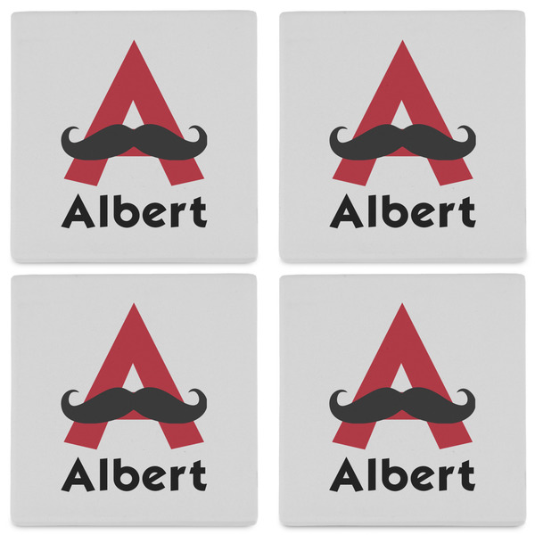 Mustache Print Set of 4 Sandstone Coasters - See All 4 View