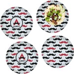 Mustache Print Set of 4 Glass Lunch / Dinner Plate 10" (Personalized)