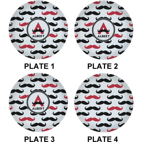 Mustache Print Set of Lunch / Dinner Plates (Approval)