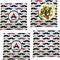 Mustache Print Set of 4 Glass Square Lunch / Dinner Plate 9.5" (Personalized)