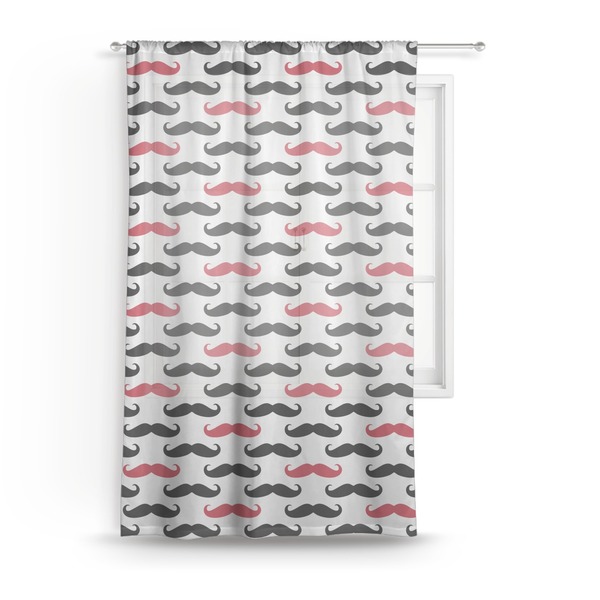 Custom Mustache Print Sheer Curtain - 50"x84"