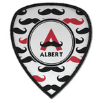 Mustache Print Iron on Shield Patch A w/ Name and Initial