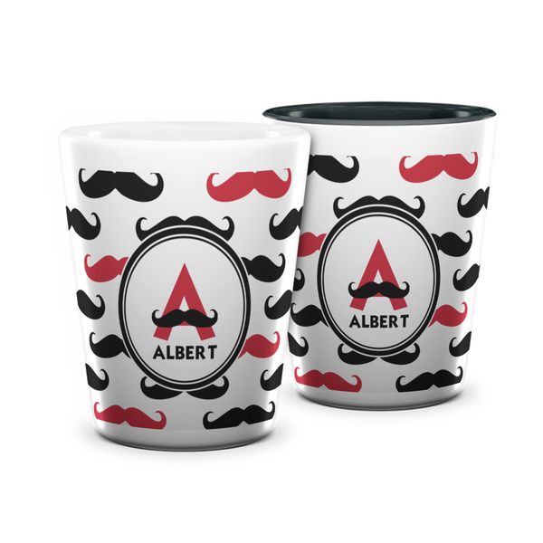 Custom Mustache Print Ceramic Shot Glass - 1.5 oz (Personalized)
