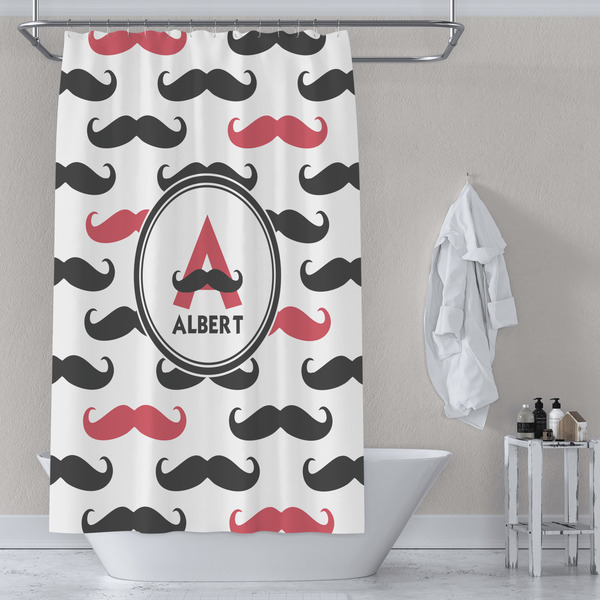 Mustache Print Shower Curtain Lifestyle