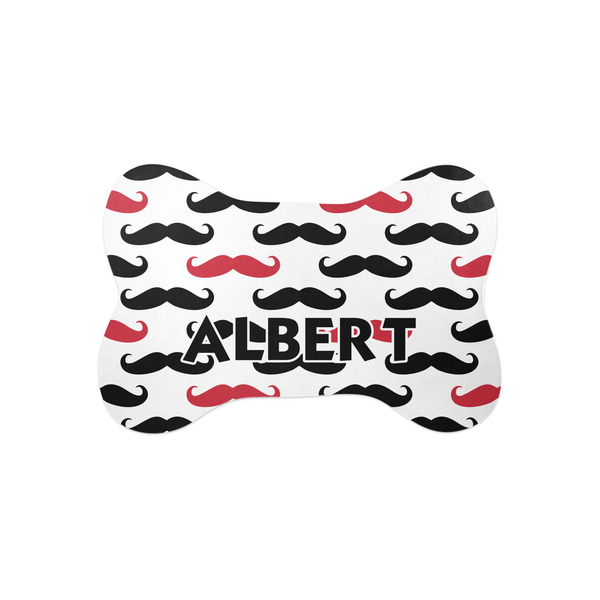 Custom Mustache Print Bone Shaped Dog Food Mat (Small) (Personalized)