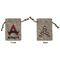 Mustache Print Small Burlap Gift Bag - Front and Back