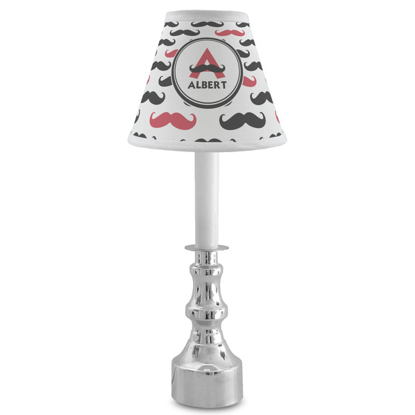 Mustache Print Small Chandelier Lamp - LIFESTYLE (on candle stick)