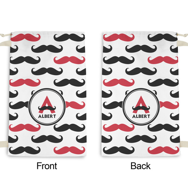 Mustache Print Small Laundry Bag - Front & Back View