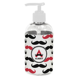 Mustache Print Plastic Soap / Lotion Dispenser (8 oz - Small - White) (Personalized)