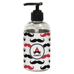 Mustache Print Plastic Soap / Lotion Dispenser (8 oz - Small - Black) (Personalized)