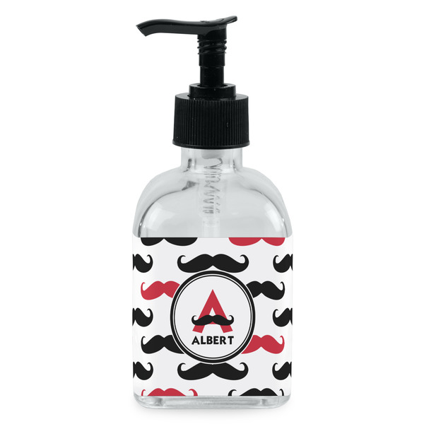 Custom Mustache Print Glass Soap & Lotion Bottle - Single Bottle (Personalized)