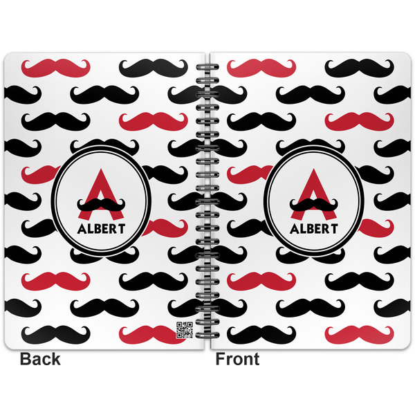 Mustache Print Spiral Journal 7 x 10 - Apvl