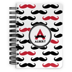 Mustache Print Spiral Notebook - 5x7 w/ Name and Initial