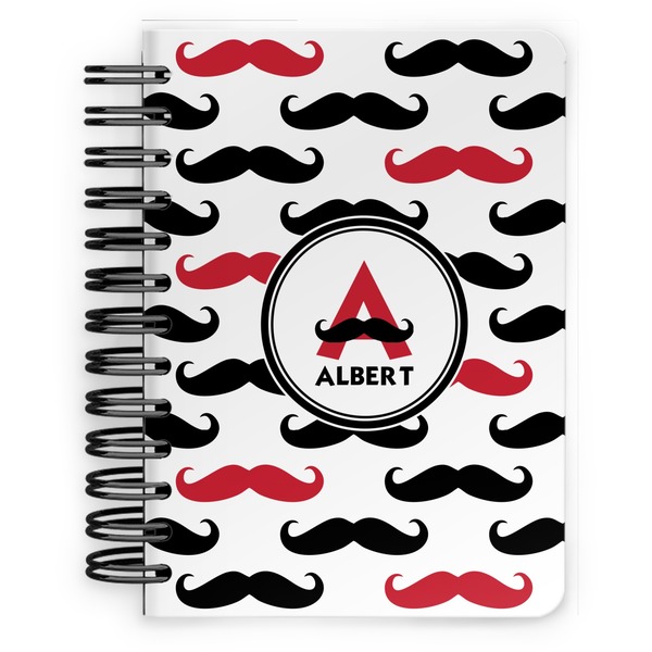 Custom Mustache Print Spiral Notebook - 5x7 w/ Name and Initial