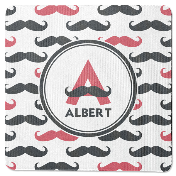 Mustache Print Square Coaster Rubber Back - Single
